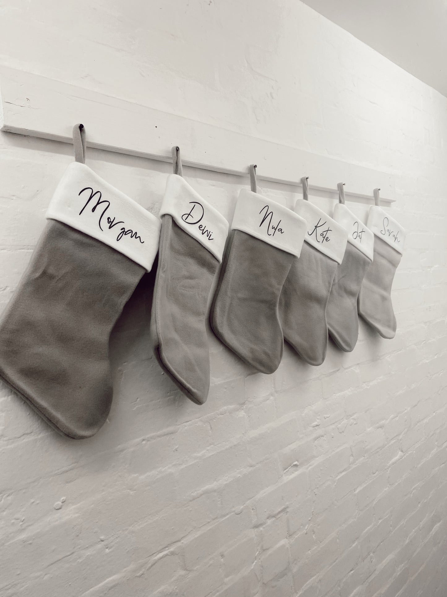 Grey and white personalised Christmas stocking