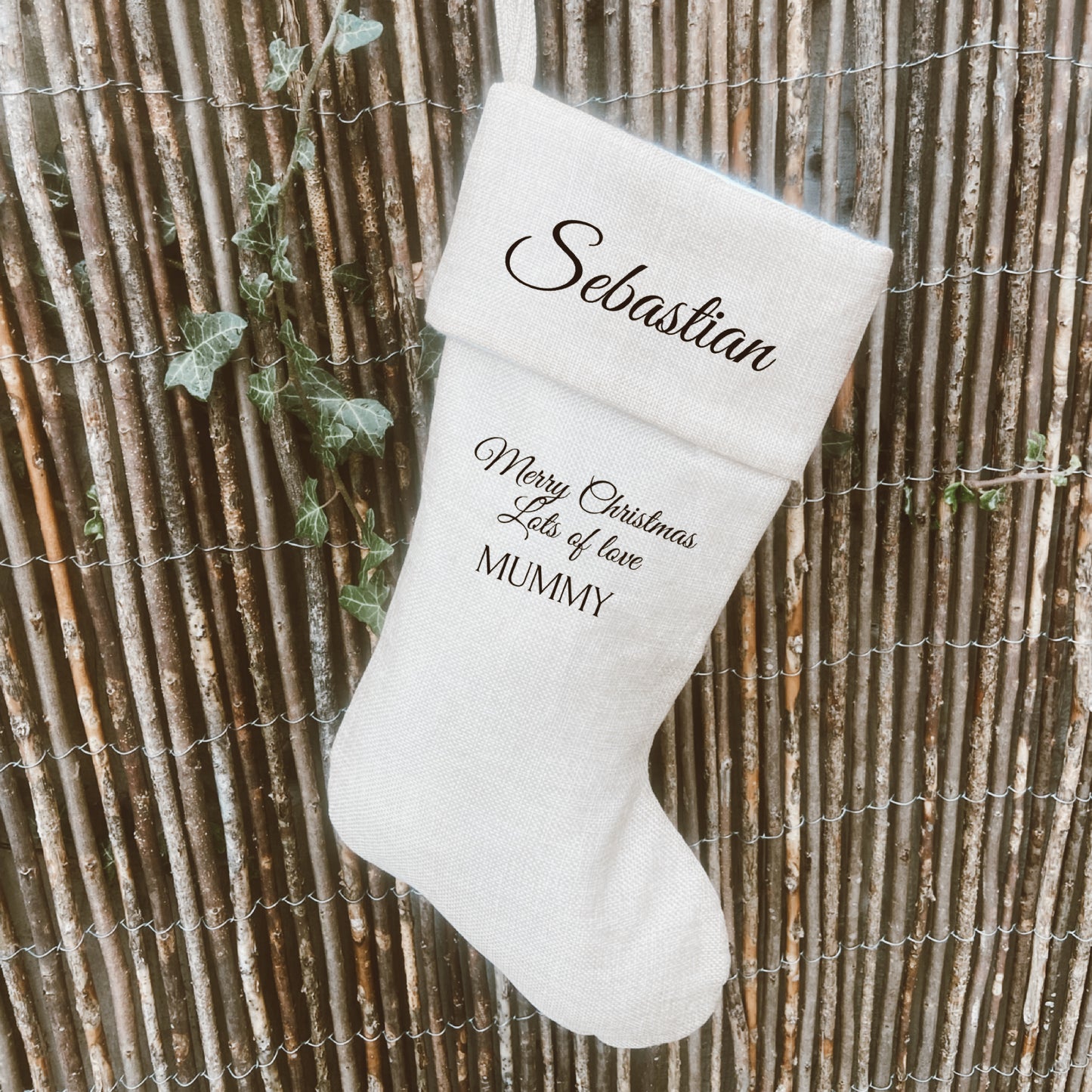 Minimalist personalised Christmas stocking