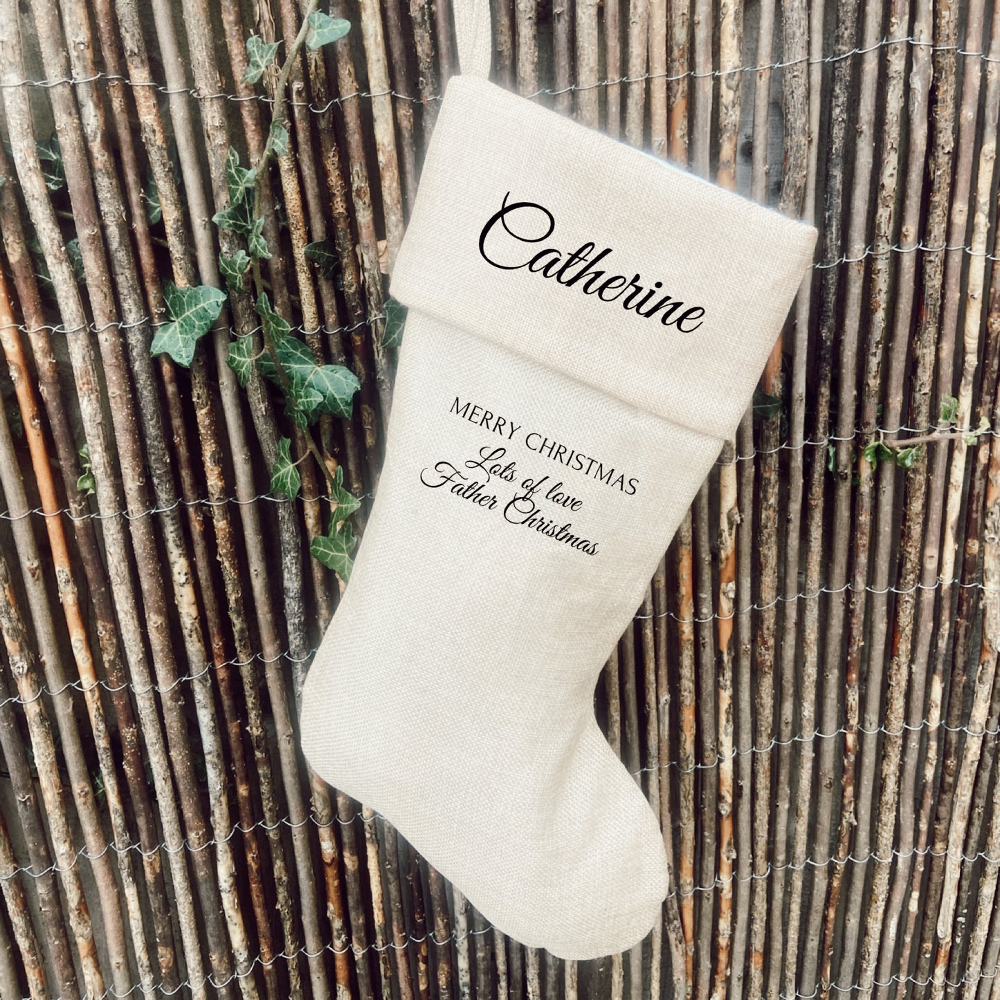 Minimalist personalised Christmas stocking
