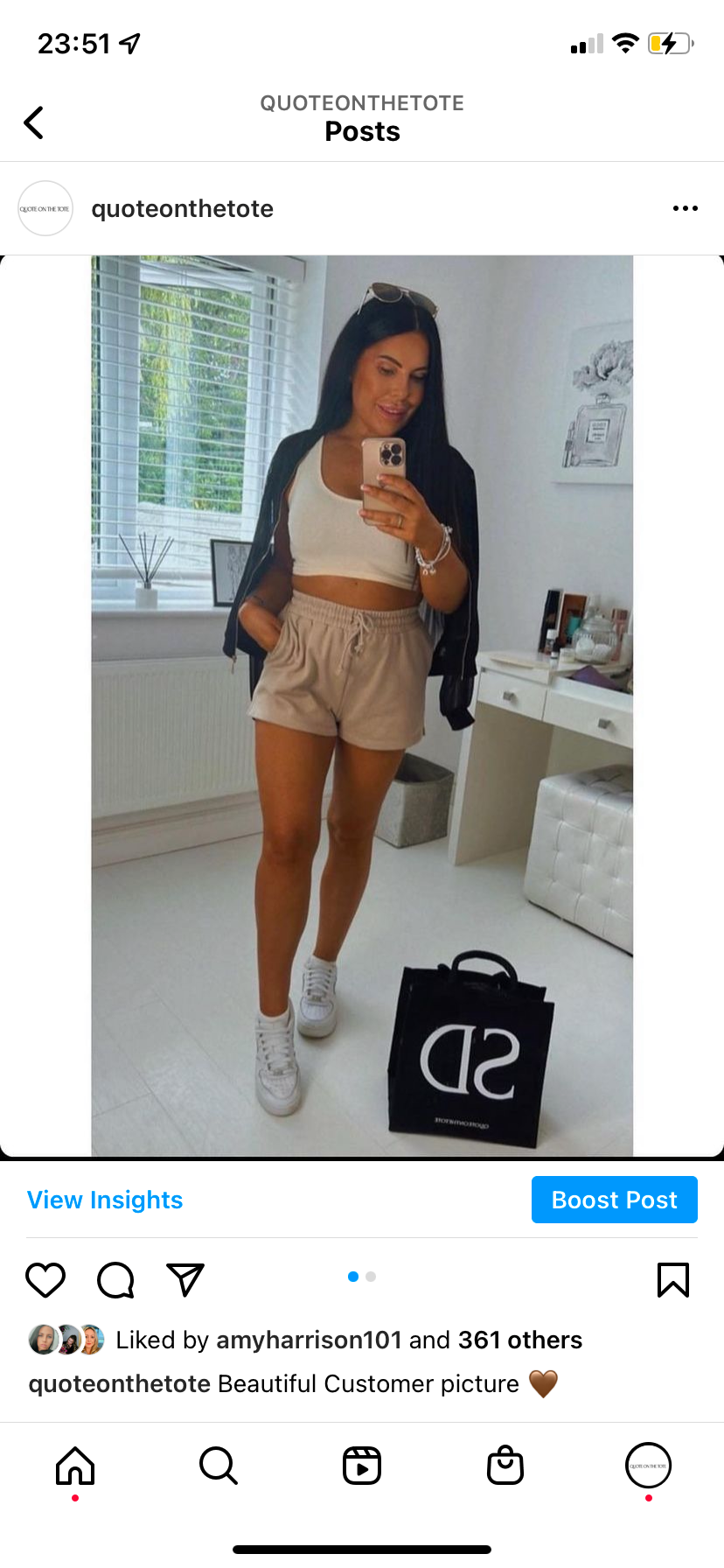 Black jute with white printed initials