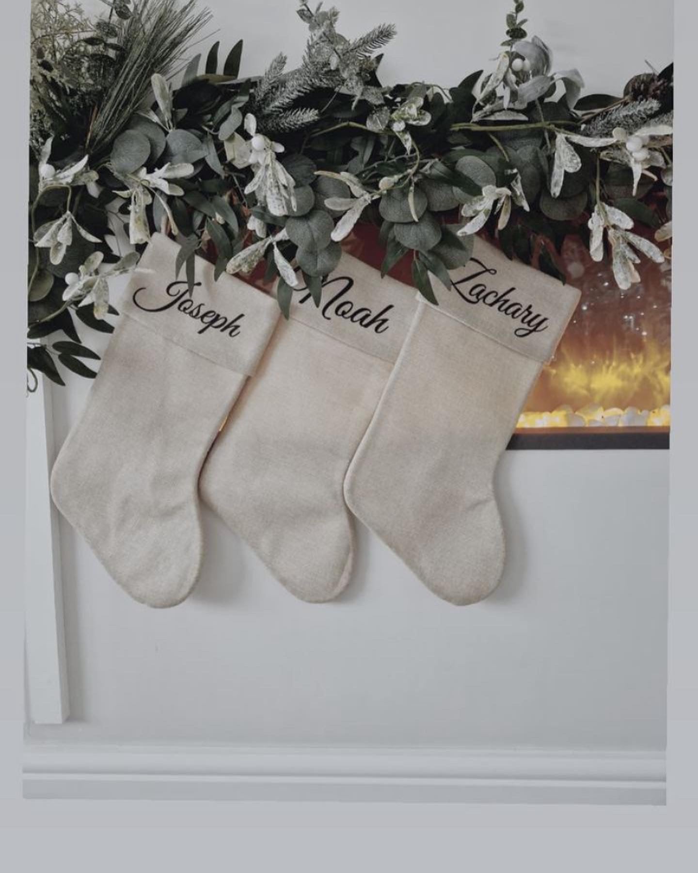 Grey and white personalised Christmas stocking