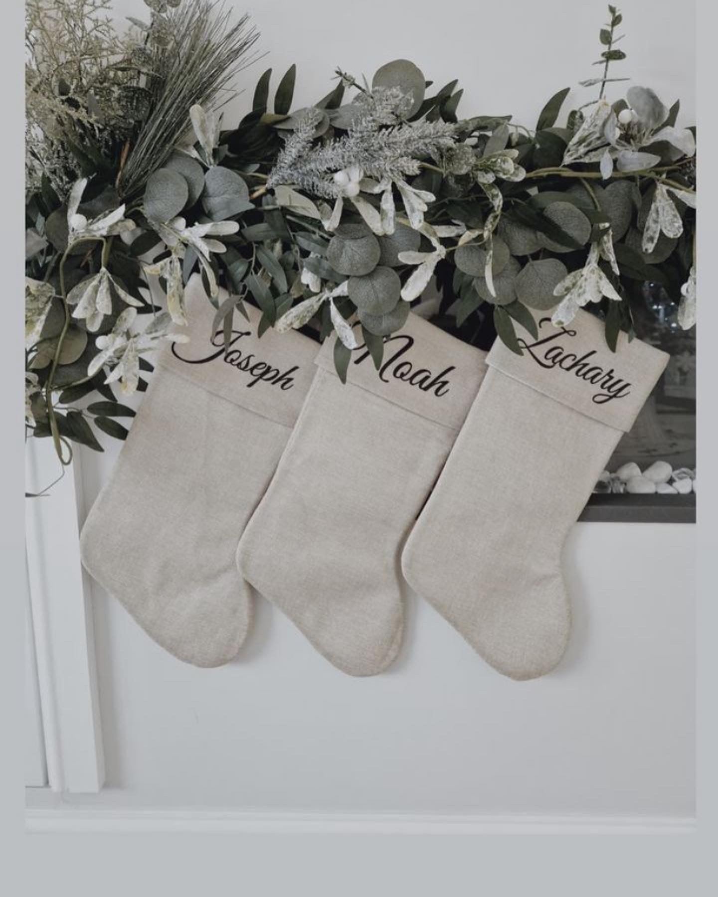 Grey and white personalised Christmas stocking
