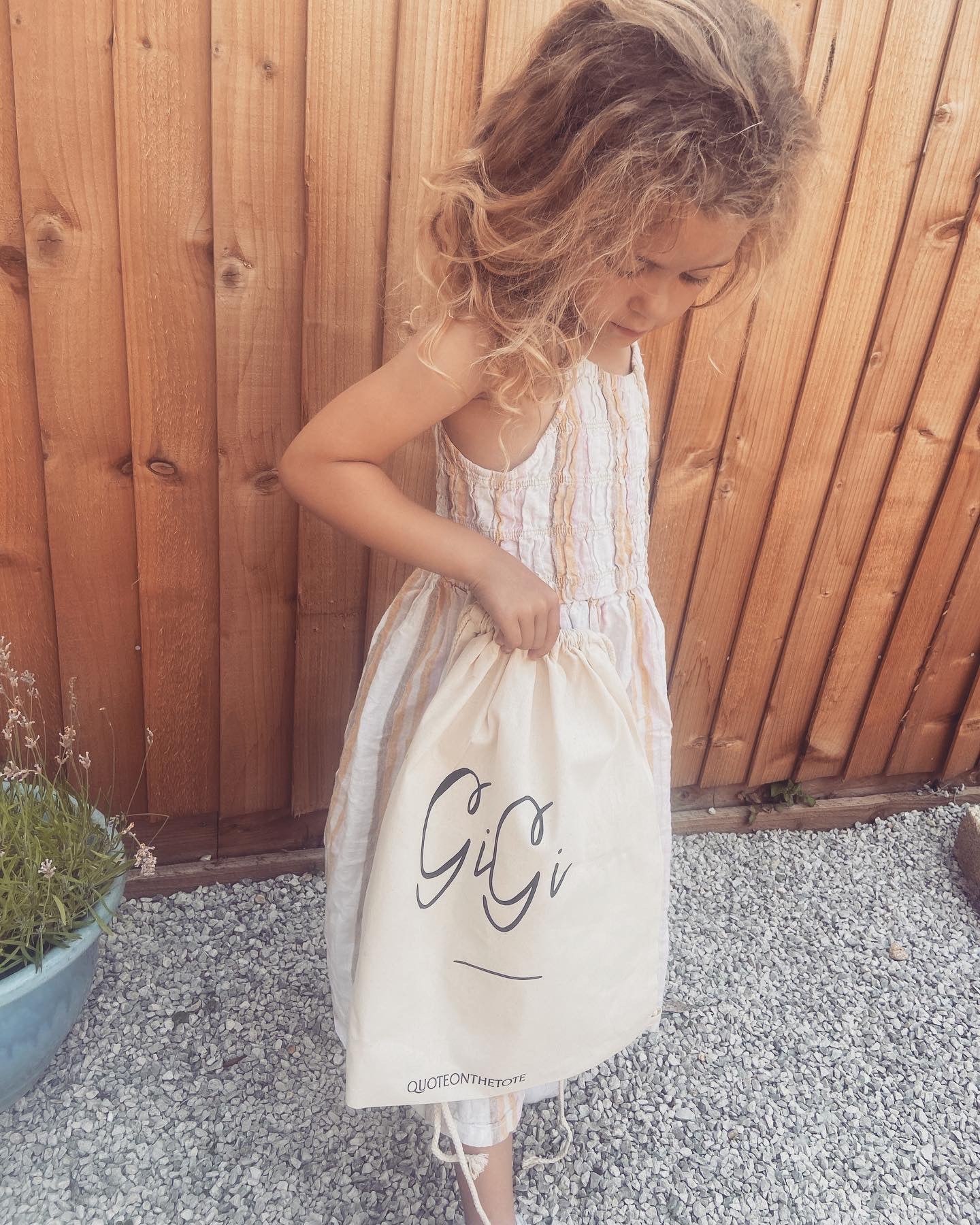 Children s personalised drawstring beach bag