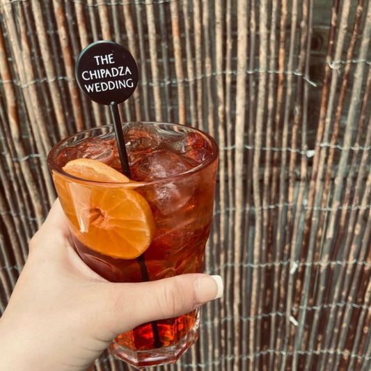 Black personalised cocktail stirrers