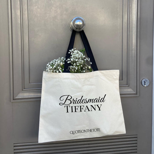 Bridesmaid with name tote