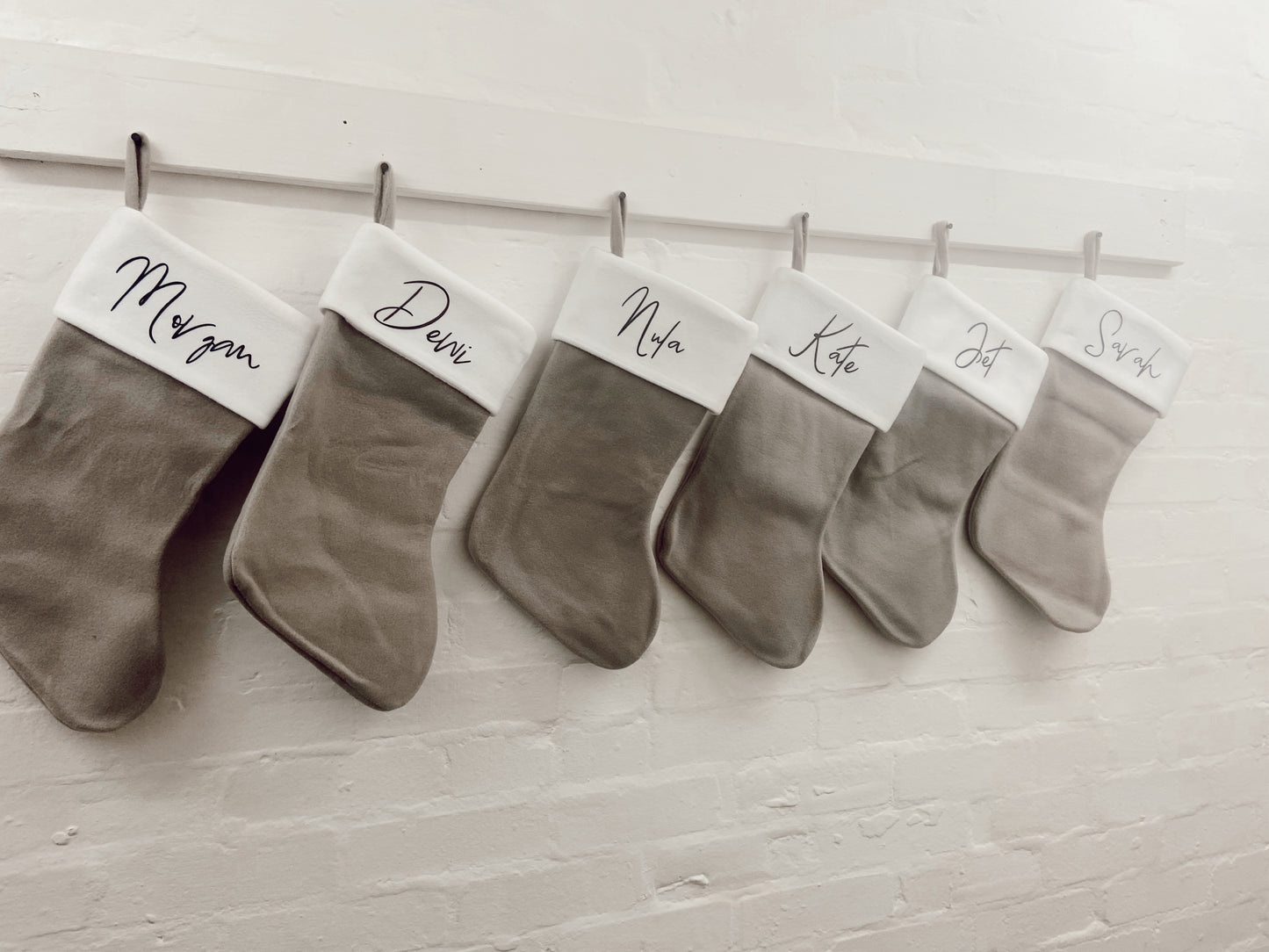 Grey and white personalised Christmas stocking
