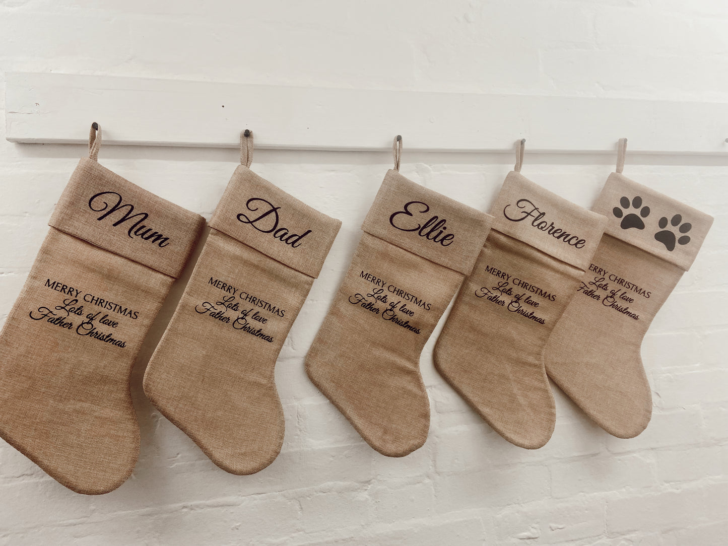 Minimalist personalised Christmas stocking