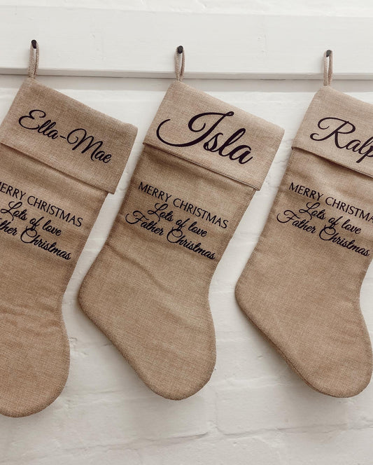 Minimalist personalised Christmas stocking