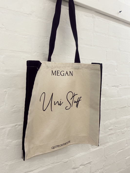 Personalised Uni stuff tote