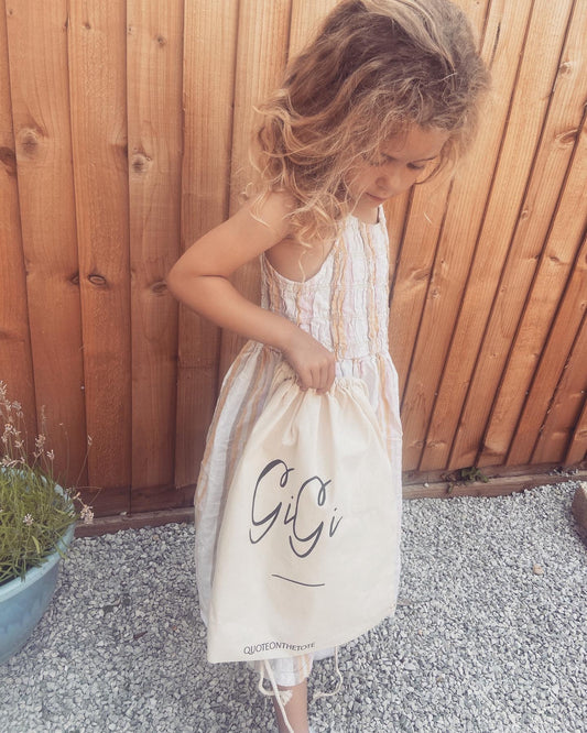 Children’s personalised drawstring beach bag